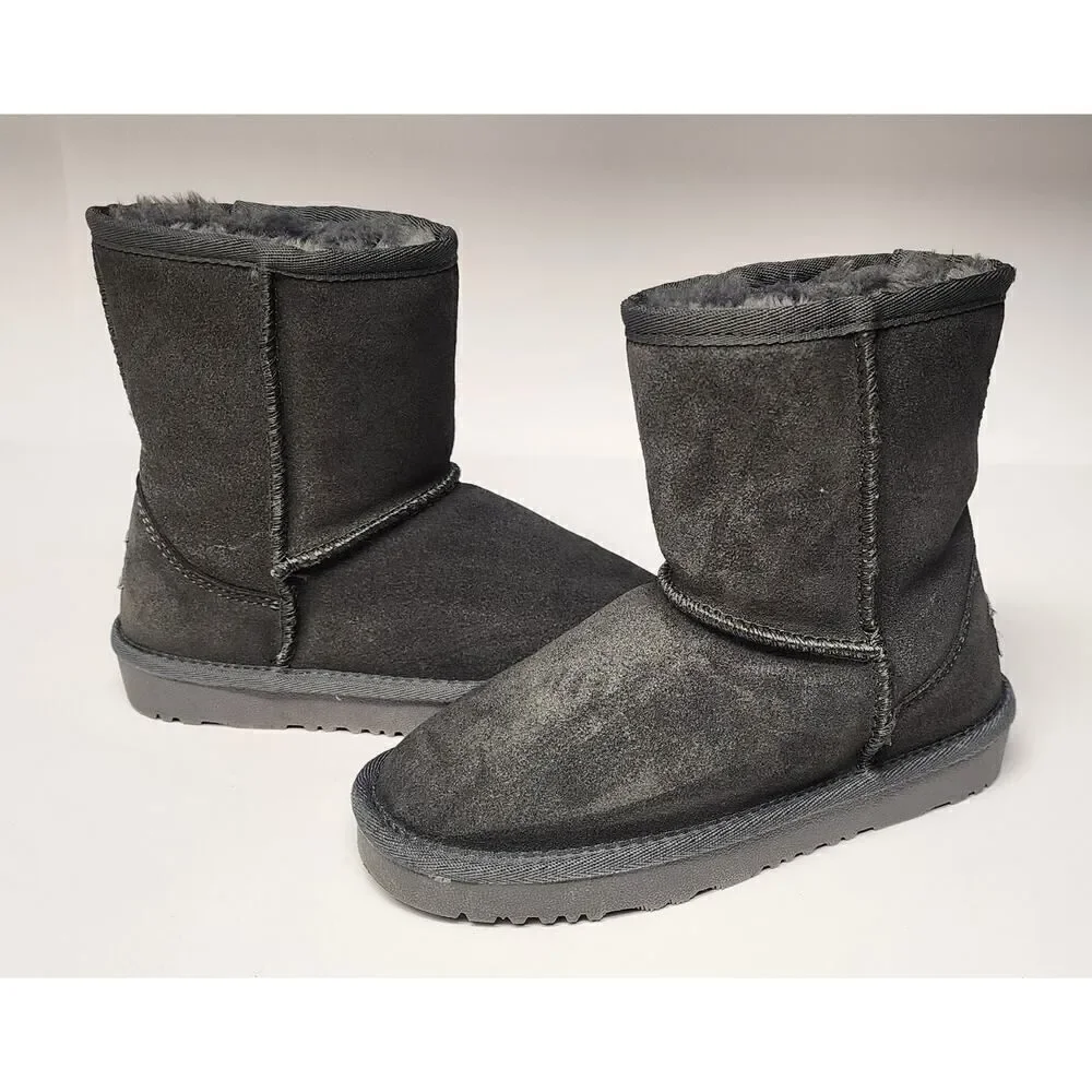 Dream Paris Girls Shorty-K Mid Calf Winter Snow Boots Gray Size 12